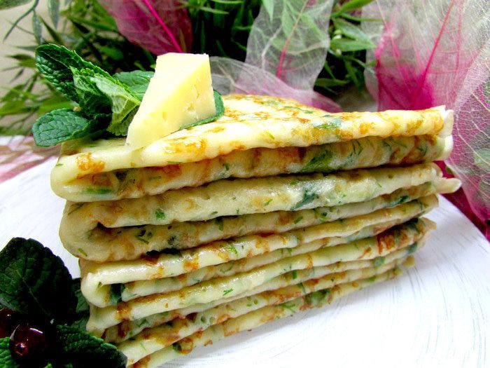 Сырные блины с зеленью