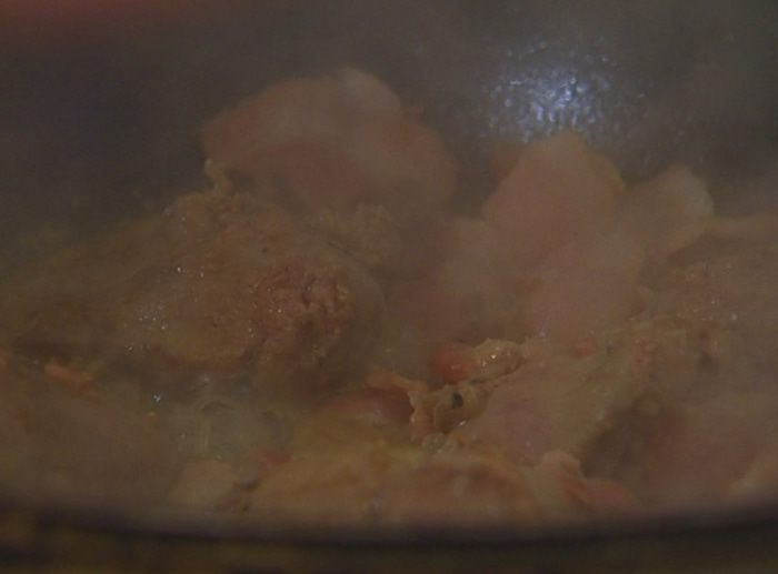 Макароны с куриной печенкой