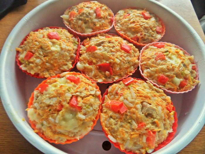 Кексы с курицей и рисом