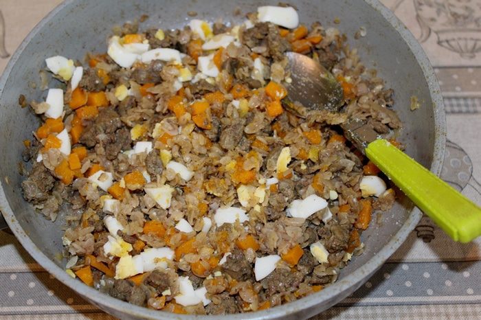 Пирог с печенью, рисом и тыквой