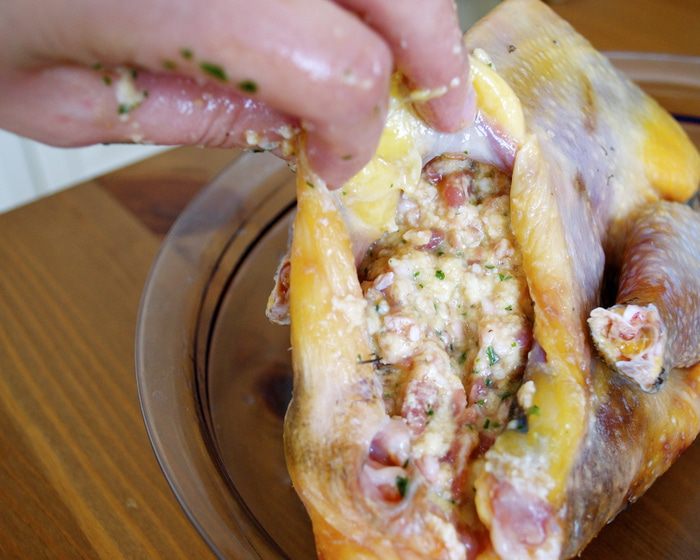 Фаршированная цесарка с капустой