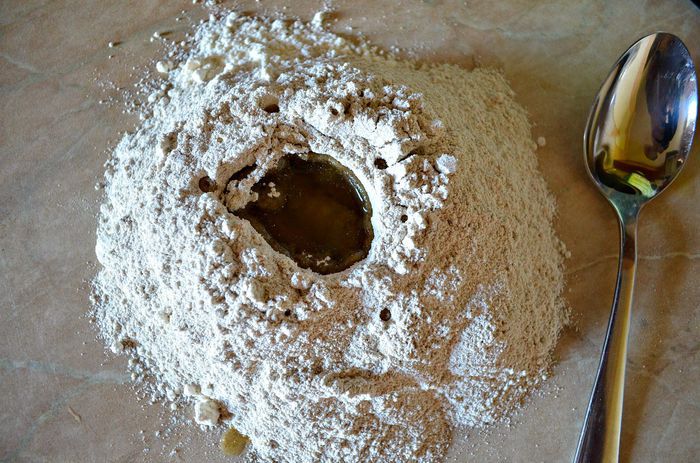 Мильфей с мясом, гречкой и овощами