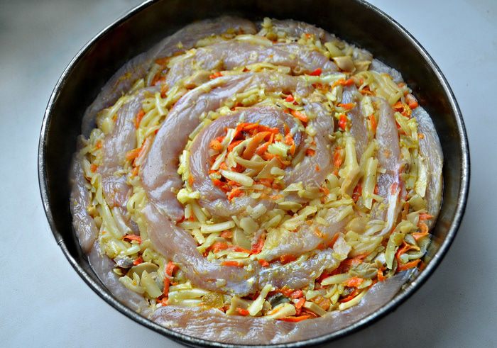 Куриные грудки, запеченные с грибами «Роза чайная»