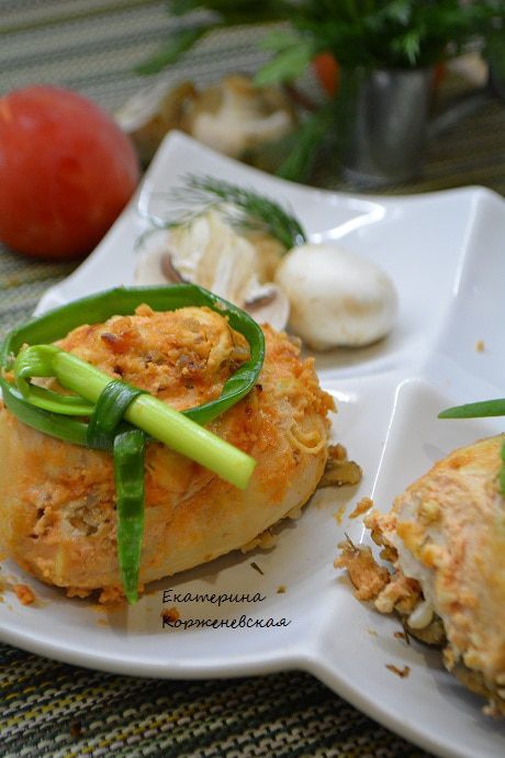  Мешочки из курицы с гречкой и шампиньонами