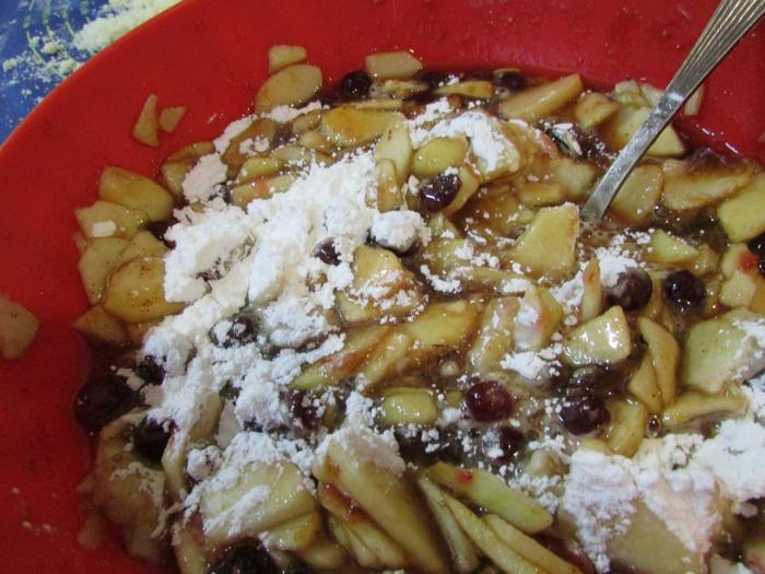 Сладкий пирог с яблоками и клюквой