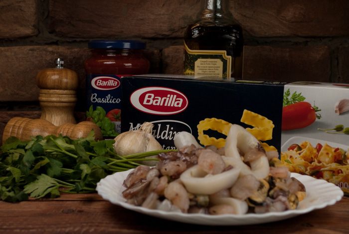 Мафальдине, запеченные в фольге 