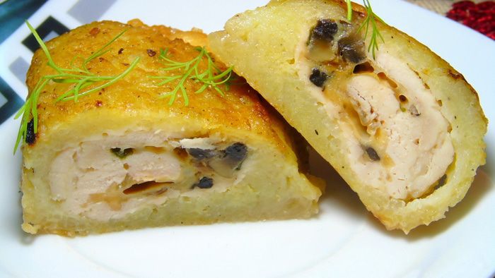 Фаршированные грудки в картофельной шубе
