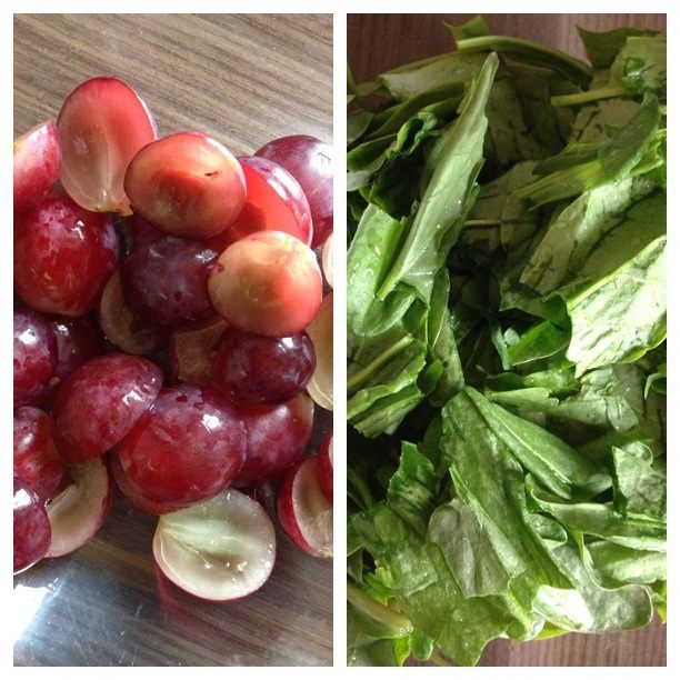 Салат со щавелем, виноградом и шампиньонами