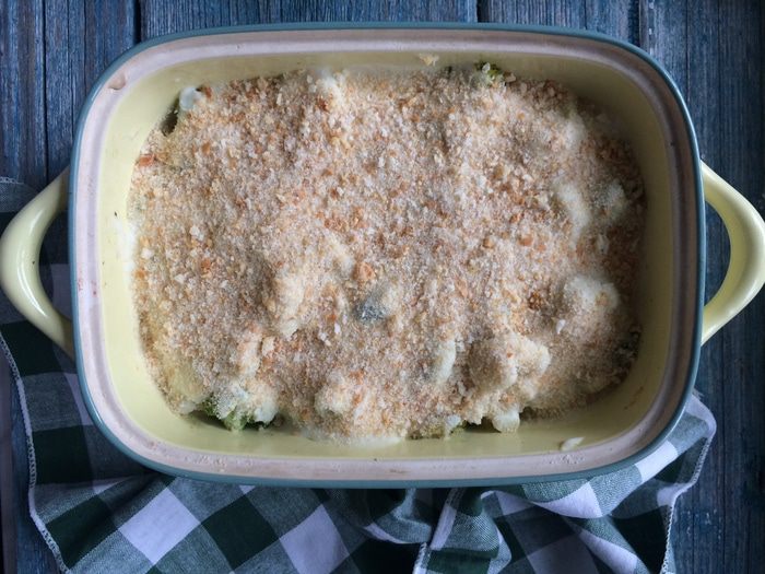 Гратен из брокколи и цветной капусты