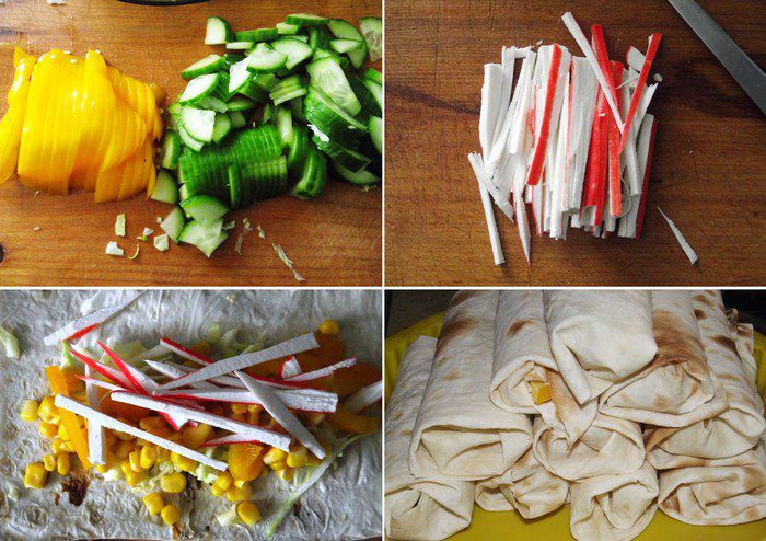 Лаваш с овощами на костре