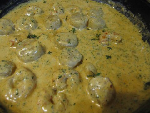 Паста с гребешками