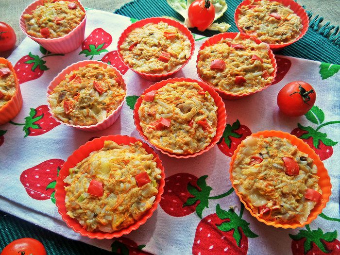 Кексы с курицей и рисом