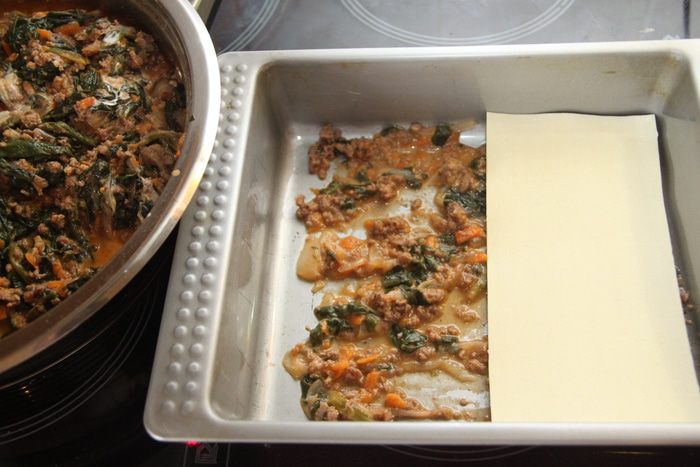 Мясная лазанья со шпинатом