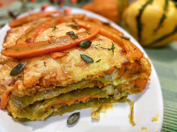 Лазанья с карамелизированной тыквой 