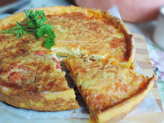 Картофельно-тыквенный пирог с помидорами