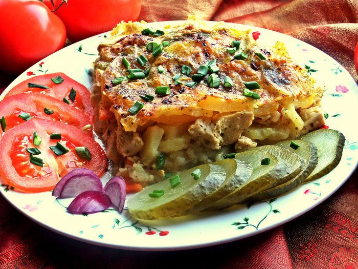 Картофельная запеканка с курицей