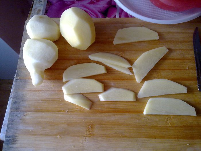 Жареный картофель с кабачком 