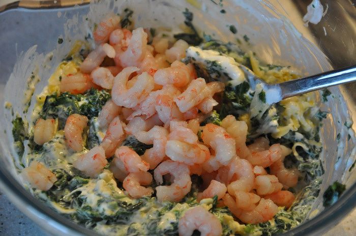 Каннеллони с креветками и шпинатом