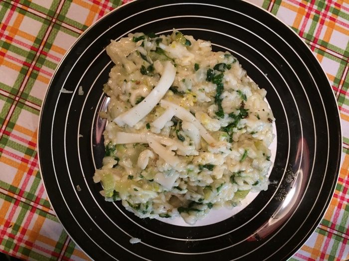 Ризотто со шпинатом и козьим сыром