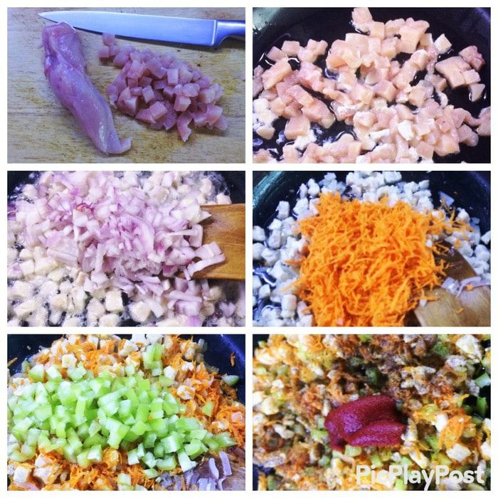 Закусочные трубочки с курицей и овощами 