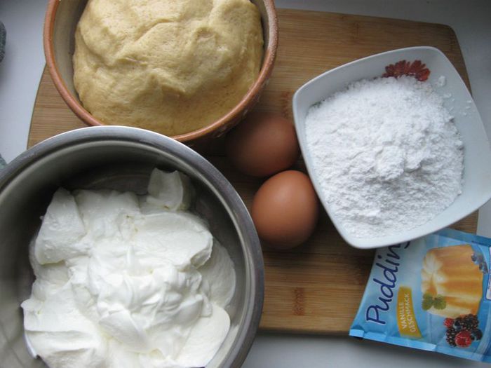  Пирог с творогом и персиками