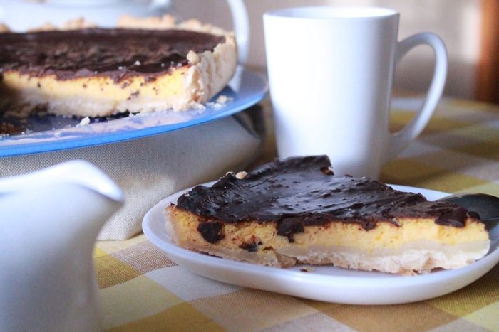 Тыквенный пирог с риккотой и шоколадной глазурью