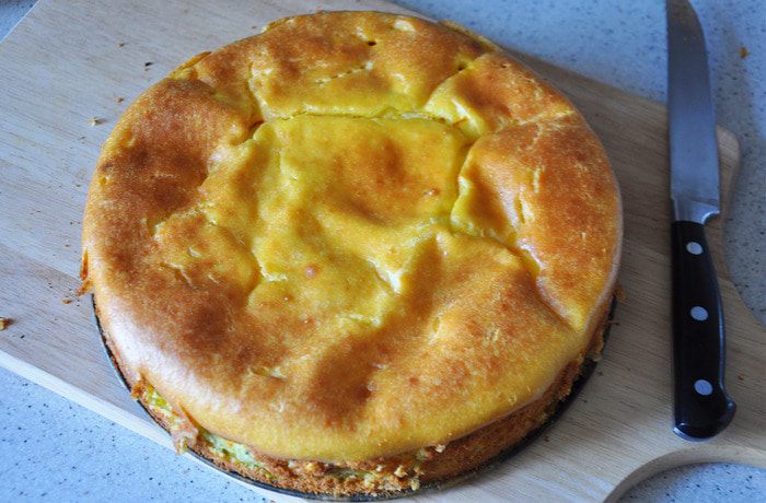 Заливной пирог с рикоттой и сайрой