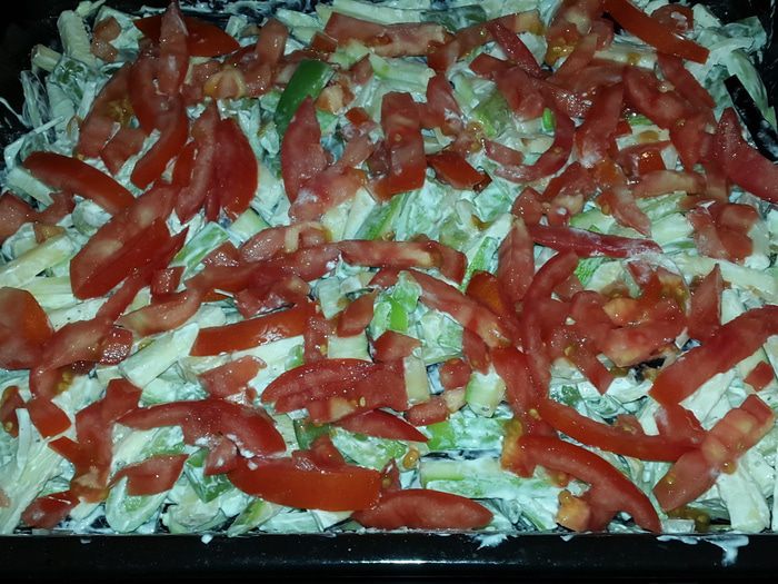 Овощи, запеченные с лабне