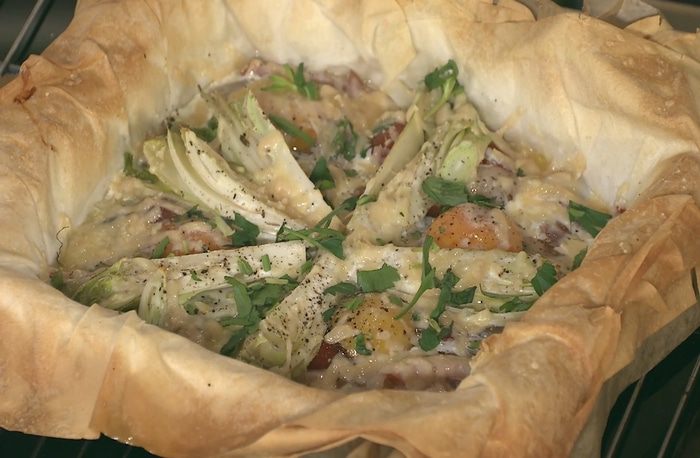 Королевская яичница на тесте фило 