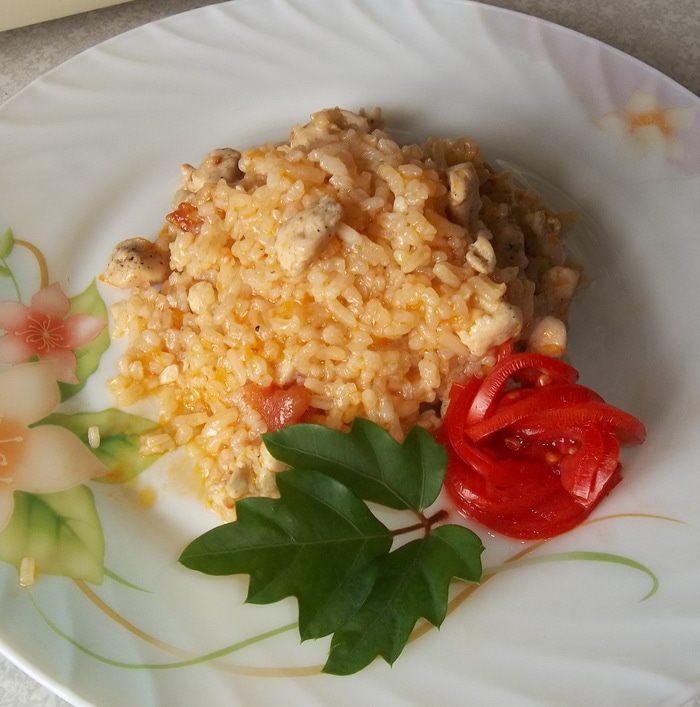 Ризотто с курицей и овощами