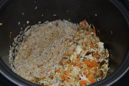 Ризотто с курицей и грибами в мультиварке