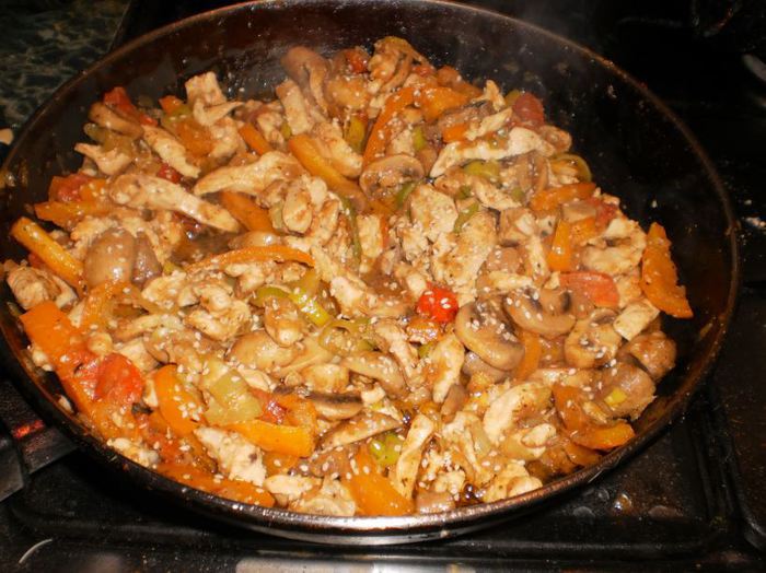 Фунчоза с курицей, грибами, овощами и соусом &amp;quot;Терияки&amp;#39;&amp;#39;