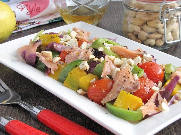 Салат с копченой кетой и тыквой