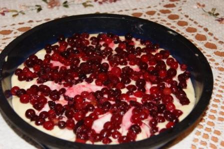 Яблочно-клюквенный пирог со сметанной заливкой