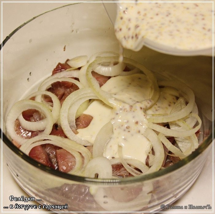 Селедка в йогурте с горчицей