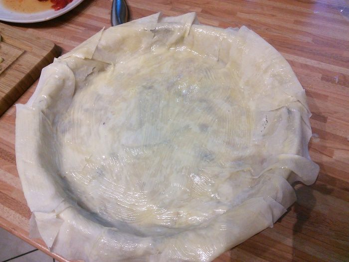 Картофельно-грибной торт с черносливом 