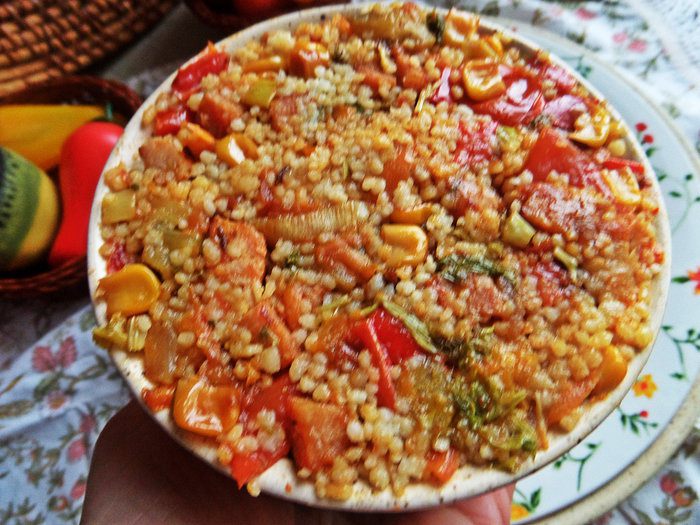 Кускус с овощами и ветчиной