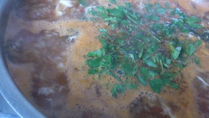 Грибной суп с рисом и яйцом