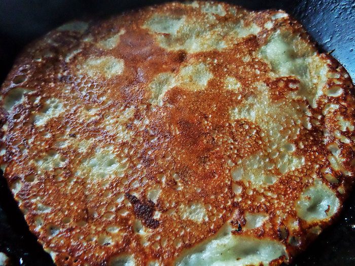 Блины с сыром и мясным припёком