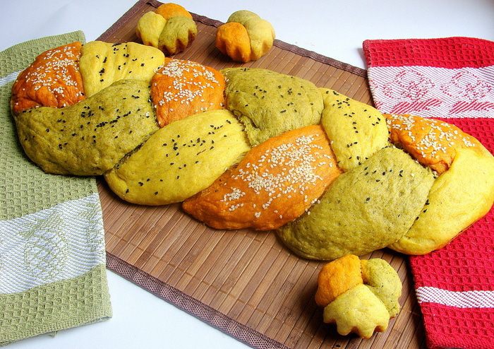 Цветной хлеб без дрожжей &amp;quot;Коса-краса&amp;quot; с натуральными добавками 