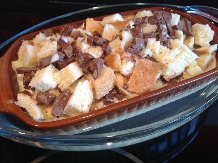 Хлебный яблочно-банановый пудинг