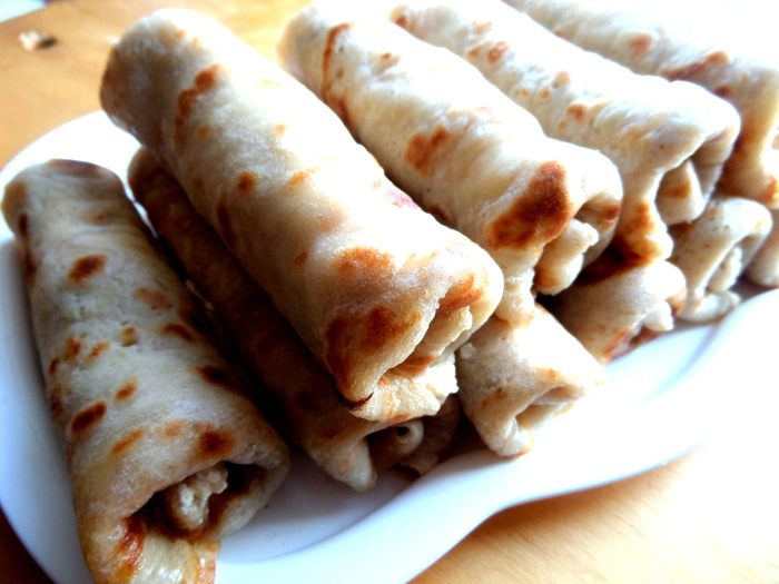 Творожные блинные трубочки