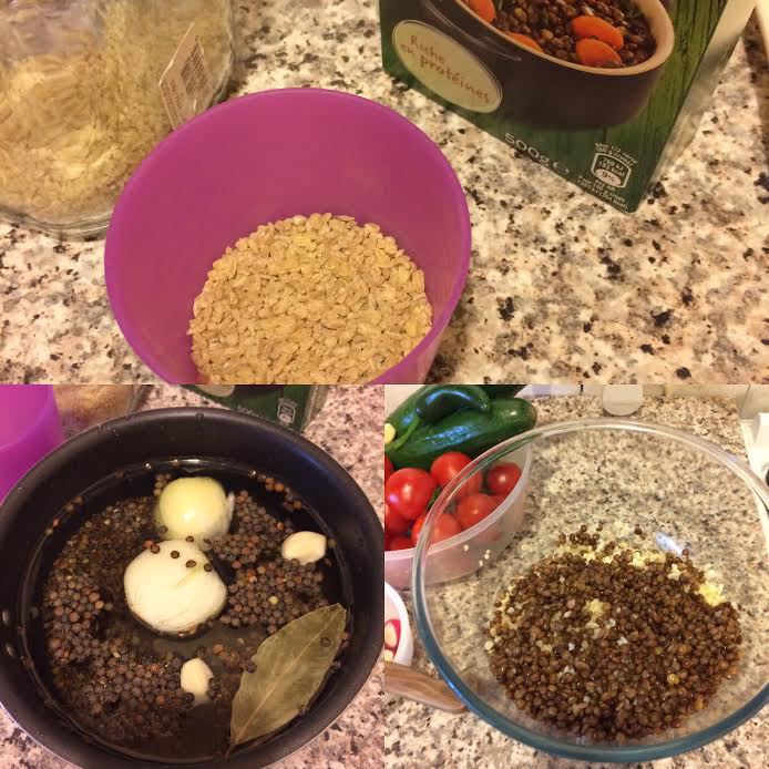 Овощной салат с булгуром и чечевицей