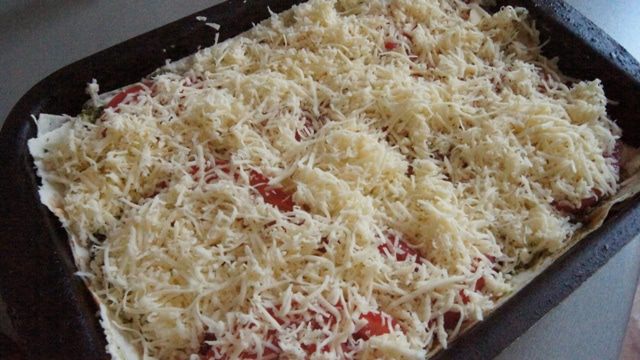 Овощная лазанья из лаваша с лечо и баклажаном