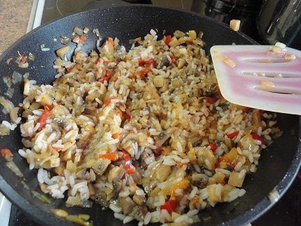 Кабачки с рисом и грибами