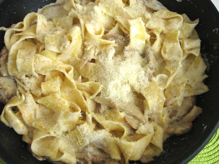 Паппарделле с белыми грибами