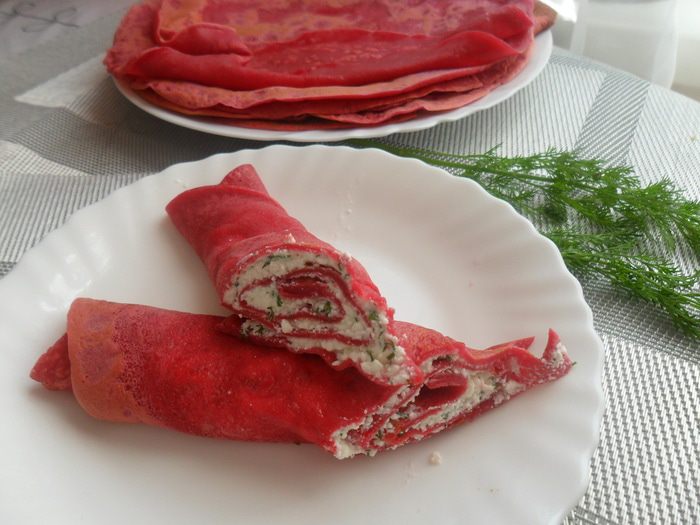 Свекольные блины на ряженке