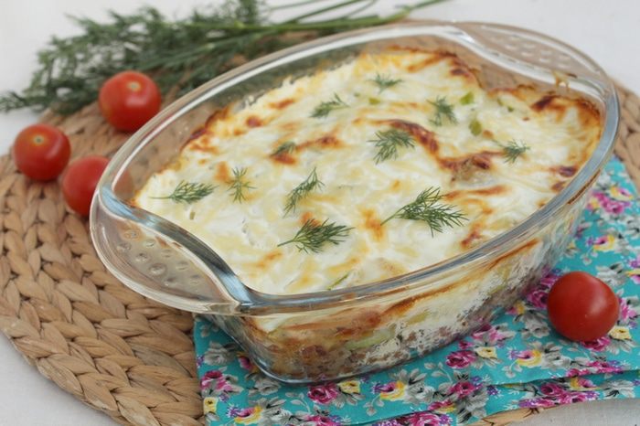 Запеканка с гречкой и кабачком