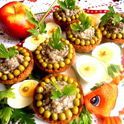 Хлебные корзиночки с паштетом из печени и сыра