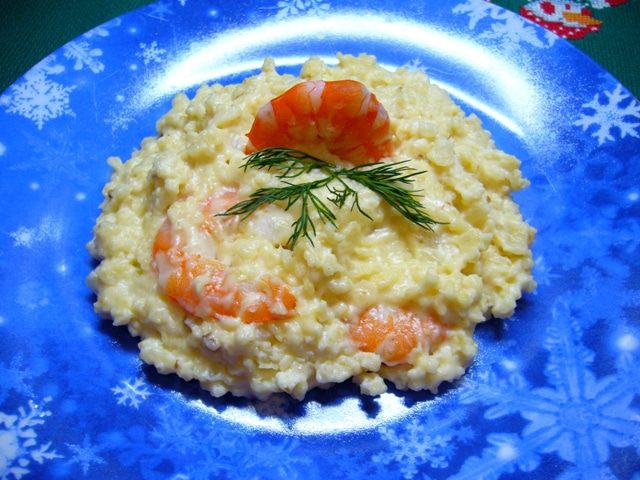 Каша пшенная с креветками